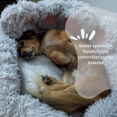 pfoten&nasen® Bear Paw Dog Bed [Pink, M - 75cm] For Medium-Sized Dogs, Washable Dog Bed, Donut Dog Bed, Round Dog Bed, Fluffy Dog Bed, Dog Bed, Donut Dog Bed.