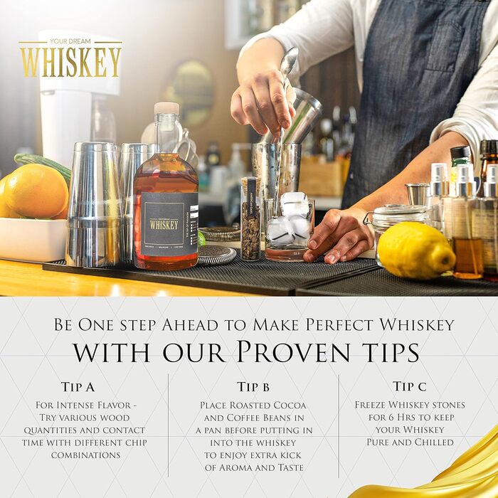 Набір для виготовлення віскі: набір для віскі, подарунок для чоловіків, набір для коктейлів, з каменями для віскі, бурбон, з скляними пляшками та пробками