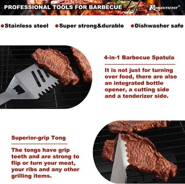 Набір інструментів для гриля Romanticist 20 шт. у кейсі - професійний аксесуар для приготування на грилі, барбекю, кемпінгу та копчення