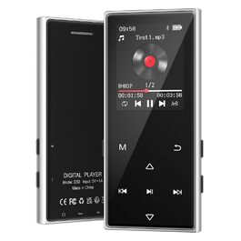 MP3 плеєр з Bluetooth 5.3 та карткою пам'яті 128ГБ, Hi-Fi плеєр з динаміком та навушниками, металевий корпус, акумулятор на 36 годин, для дітей, школи та подорожей
