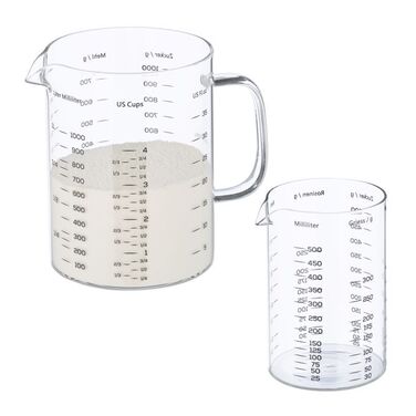 Relaxdays 2-Piece Glass Measuring Cup Set