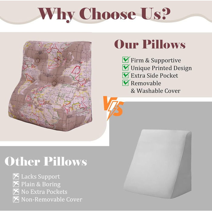 Вигнуте подушко-крісло для читання, подушка-підголовник для ліжка, дивана, 60 см (Kamelkarte)