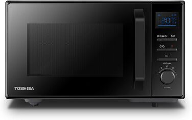 Мікрохвильова піч Toshiba 4-в-1 Freistehend MW2-AC25TF(BK) з конвекцією, грилем та комбінованою функцією, 25л, 900W, 1100W (гриль), 2100W (конвекція), емальоване покриття, пам'ять позиції обертового столу, чорний колір
