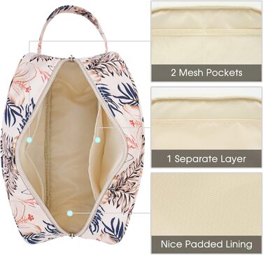 Чоловічий туалетний набір Narwey: водонепроникний, міцний, з багатьма відділеннями, для подорожей (чорний, бежевий з фламінго)