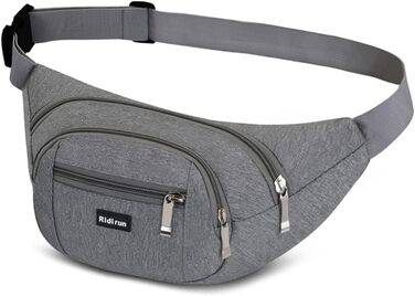 Водонепроникна поясна сумка на пояс для жінок та чоловіків, 3 кишені на блискавці, для походів, активного відпочинку, спорту, подорожей, гаманець для грошей (Світло-сірий)