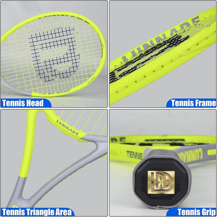 Тенісний racket LUNNADE для дорослих, легкий, з чохлом, для початківців та професіоналів (27 дюймів, жовтий Head)