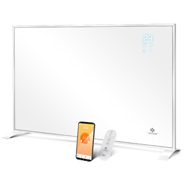 Інфрачервоний обігрівач KESSER 540Вт: електрична панель опалення з дистанційним керуванням, термостатом, App-контролем та ніжками для підлоги/стіни, білий