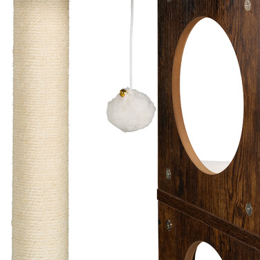 Relaxdays Cat Tree with Litter Box Cabinet, 128 cm