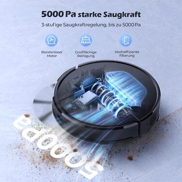 Робот-пилосос Lubluelu SL68 Plus 3-в-1 з вологою, 4500Pa, лазерна навігація, керування через додаток, 24 зони заборони, для тварин, килимів