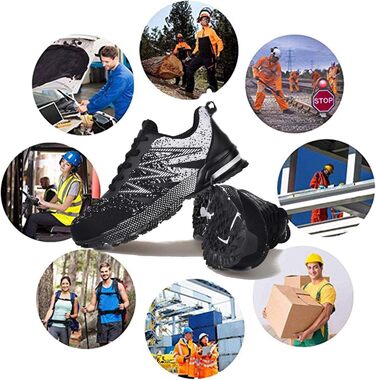 Зручні робочі черевики Suadex з металевим капаком для чоловіків та жінок, чорного кольору, розміри 37-48 EU