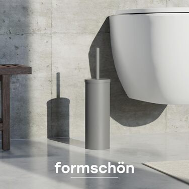 Торцева щітка для унітазу з нержавіючої сталі та силікону з дискретним тримачем - щітка для туалету з захистом від бризок, антибактеріальна, сіра