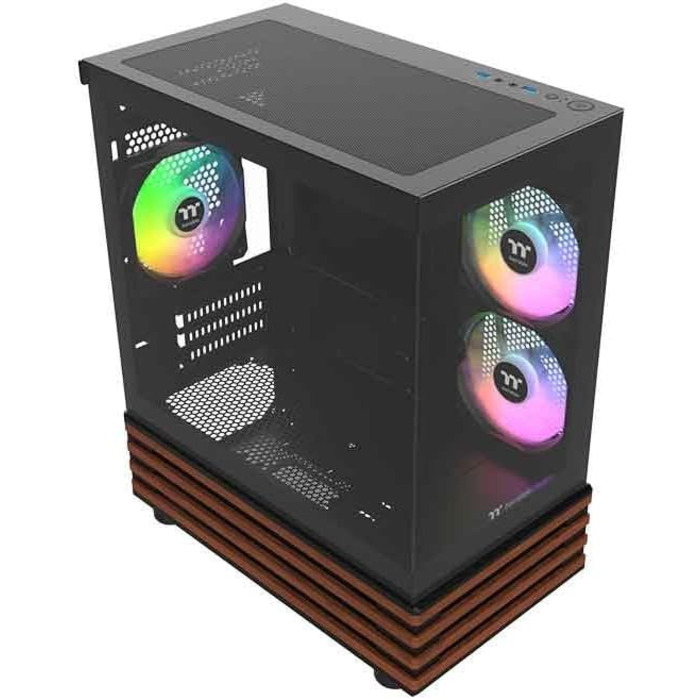 Корпус ПК Thermaltake TG ARGB View 170 Wood Black – Micro-Tower, Tempered Glass, 3x120mm ARGB, Підтримка 240/280mm радіатора
