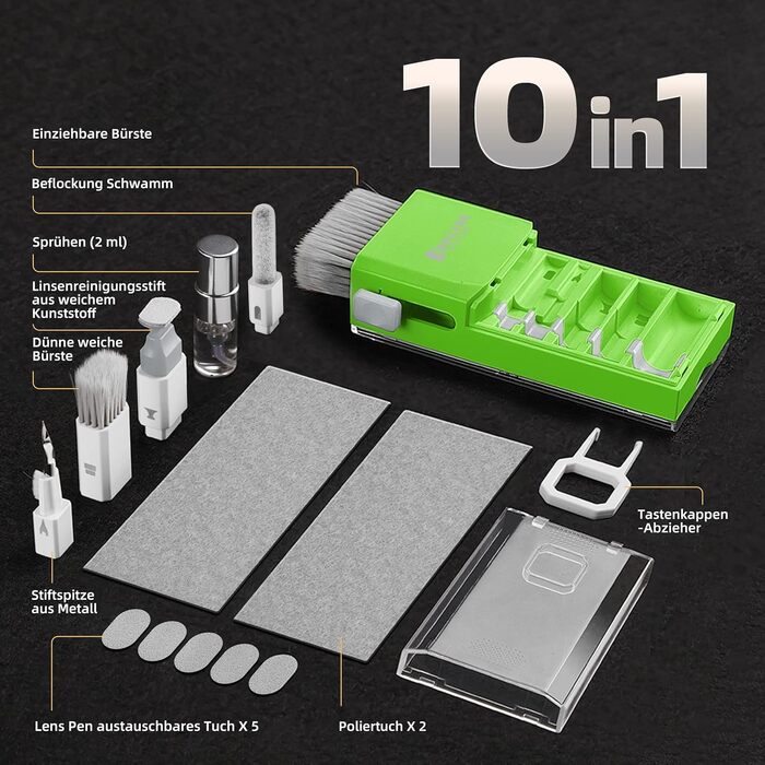 Набір для чищення клавіатури Ordilend: для смартфонів, ноутбуків, планшетів, ПК, моніторів, AirPods, з пульверизатором та щіткою