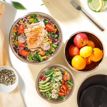 Stainless Steel Bowl Set, 7-Piece, Stainless Steel Mixing Bowls, Salad Bowls, Kitchen Bowls with Lids, Multifunctional Bowls, Nesting