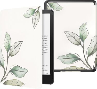 Чохол MoKo для Kindle Paperwhite 12th Gen 2024 та Kindle Colorsoft Signature Edition 2024, PU шкіра, авто-сон/пробудження, сірий ліс (листя)