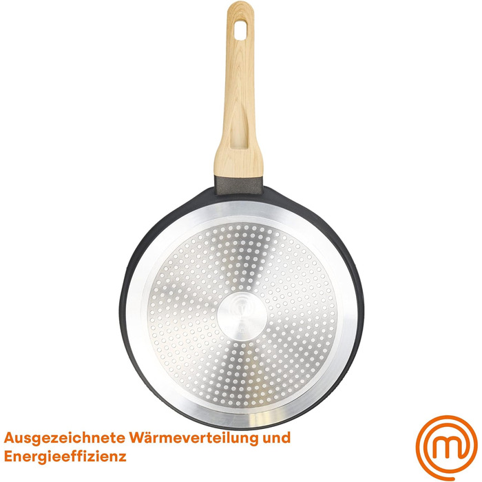MasterChef Crepe Pan Induction, Pancake Pan for Pancakes, Roti, Omelette, Tortilla, Induction, Gas, Ceramic Stove, Non-Stick Coating Aluminum, 25cm, Extra Wide Natural Collection