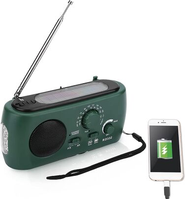 Радіо Elprico з ручним приводом, сонячне, AM/FM, з LED-ліхтариком, для надзвичайних ситуацій, дому та активного відпочинку