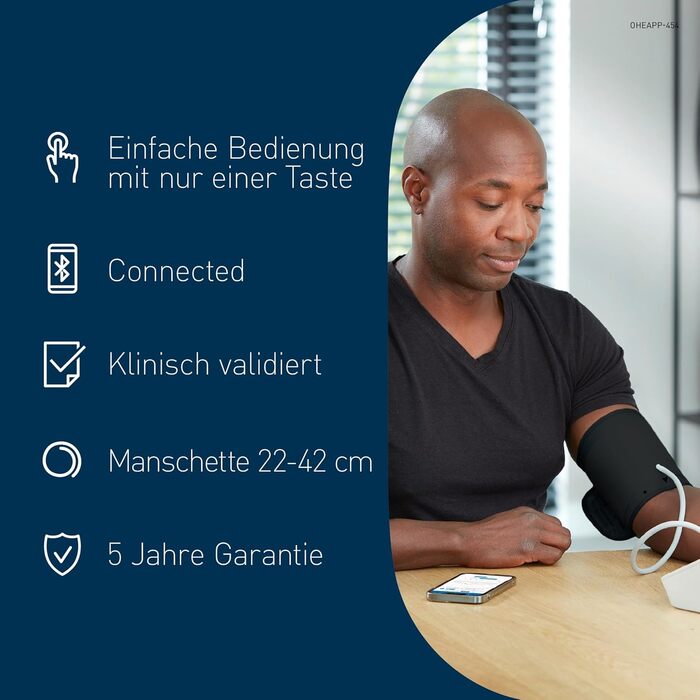 Тонометр OMRON X2 Smart+ з Bluetooth, клінічно перевірений, універсальна манжета 22-42 см, безкоштовний додаток, сертифікат Deutscher Hochdruckliga