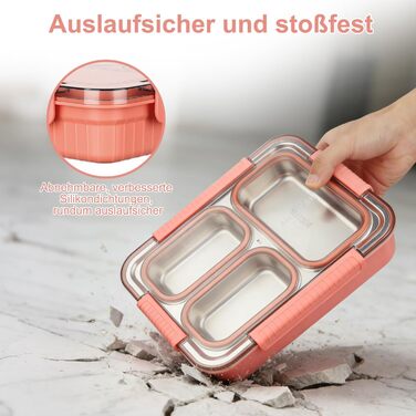 Металева ланчбокс для дітей 900 мл з 3 відділеннями, Bento Lunch Box, без BPA, для школи, дитячого садка, офісу та в дорогу