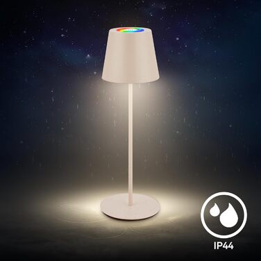LED настільна лампа BRILONER з сенсорним керуванням, диммуванням, регулюванням висоти, акумулятор, для дому та кемпінгу, 36x10,5 см, тепле світло (RGB + тепле світло + зарядний пристрій), бежевий