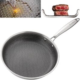 Преміум сковорода EliteHoff 28 см з антипригарним покриттям, нержавіюча сталь, індукційна, для всіх плит, PFOA-free, безпечна для духовки та посудомийної машини, срібна (E-7549)