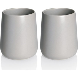 Toothbrush Holder, Matte Black, 2 Pieces, Ceramic Toothbrush Holder, Toothbrush and Toothpaste Organizer for Bathroom, Home Decoration, Countertop, Dresser (Matte Gray)