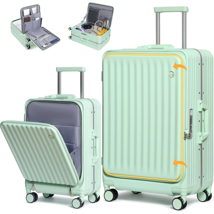 Набір валіз Sea Choice Hartschalen 2 шт. (Trolley, 55/78 см) з TSA замком та тримачем для напоїв, зелений