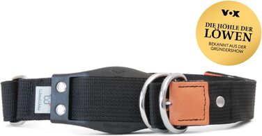 WowWow Professional Dog Collar with Leash - Size 37-46 cm, 195g, lightweight, innovative collar with integrated leash - known from 'The Lion's Den' (M, Black)