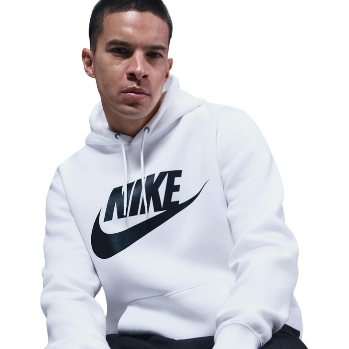 Чоловіче худі Nike Sportswear Club Fleece BV2654 біле з чорним логотипом, розмір M