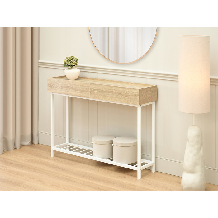 Консольний столик Mebel-Partner, білий / дуб сонома матовий, 117 x 85 x 27 см
