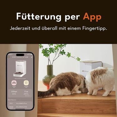 Автоматичний годівниця для котів та собак PetSnowy 4L з Wi-Fi, керування через додаток, подвійне живлення, свіжість корму, 1-10 прийомів на день, кремово-білий колір