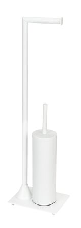 Набір для туалету WENKO Hella: тримач туалетного паперу та щітки, пофарбований сталь, білий матовий, 15 x 69 x 20 см