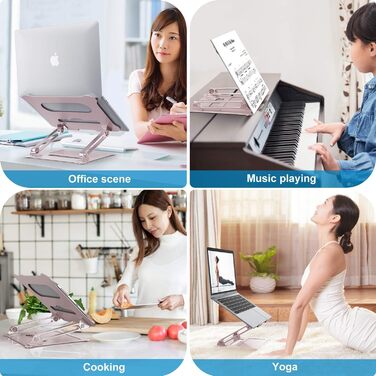 DUCHY Adjustable Laptop Stand - Ergonomic Laptop Riser for MacBook, Tablets & Laptops (10-17 inch) - Rose Gold