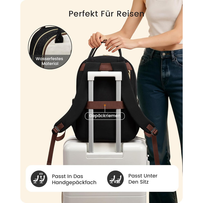 LOVEVOOK Рюкзак для жінок, 15.6 дюймів, для ноутбука, шкільний, для підлітків, з великою кишенею для пляшки, універсальний, для подорожей, елегантний, для роботи, на кожен день, для подорожей, Khaki Beige (Чорний, Білий, Коричневий)