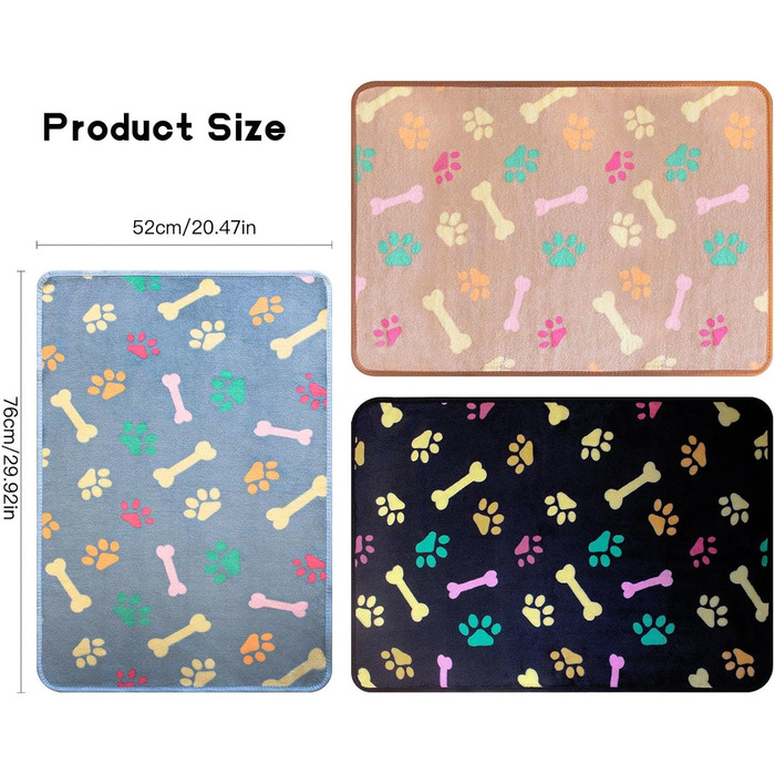 М'який плед для кота та собаки, 5 шт., 76x52 см, чорний+синій+коричневий+рожевий+білий