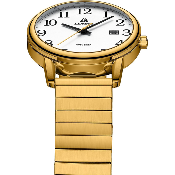 Чоловічий годинник: аналоговий кварцовий годинник, водонепроникний, з датою, 38 мм, стильний, бізнес, золотий колір