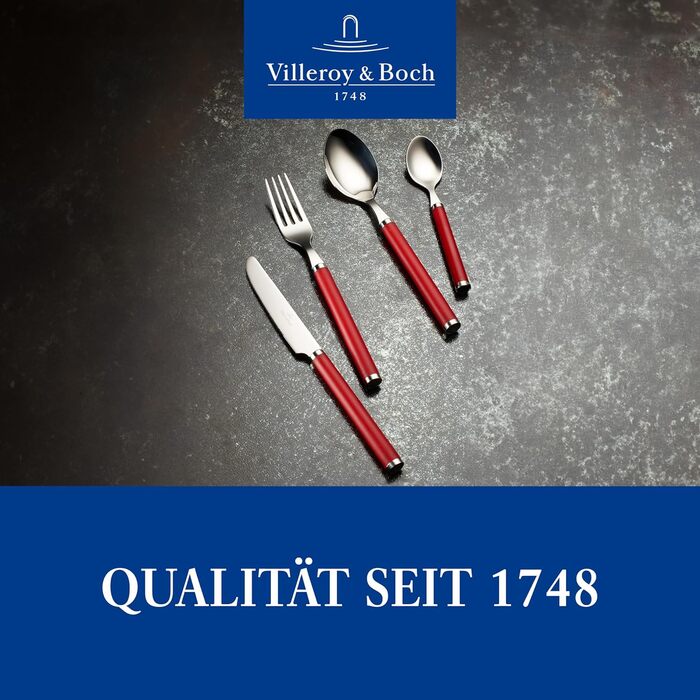 Villeroy & Boch – Play! Red Roses Tableware Set 30-Piece, Red, Dishwasher-Safe, Colorful Handles, Plastic Handles, Cutlery Set, Dinner Cutlery, Knives, Forks, Stainless Steel, Plastic