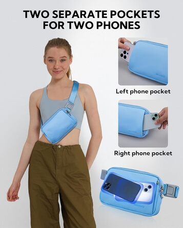 WATERFLY Поясна сумка на пояс для чоловіків та жінок: Стильна нагрудна сумка для спорту та моди, через плече, водонепроникна, маленька сумка на стегно для активного відпочинку, подорожей, походів, фестивалів (Світло-блакитна)