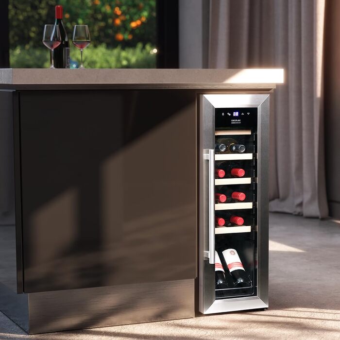 Cecotec Bolero GrandSommelier 95L Wine Cooler - Compressor, Adjustable Temp, LED, Stainless Steel & Wood Finish