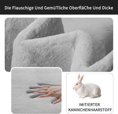 Sour Lemon Rug Living Room 200x300, Rug Children's Room Smooth Rug Gray Rabbit Fur Short Pile Washable Rug, Modern Non-Slip Rug for Bedroom, Fluffy Rug Area 140x200 Light Gray 140x200cm