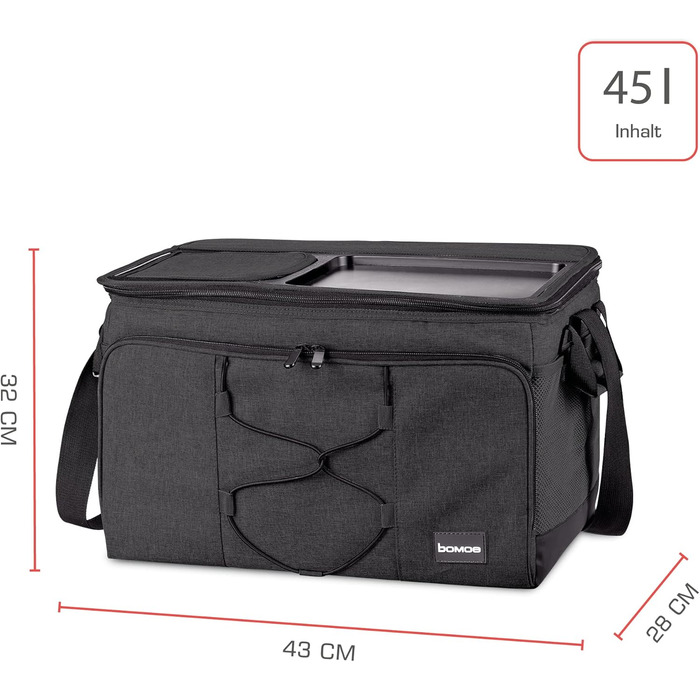 Foldable Cooler Bag 25L/45L/52L - Outdoor Cooler Box with 16h Cooling Function and Carrying Straps, Waterproof Picnic Bag/Insulated Bag with Shelf, Insulated Bag - Anthracite or Grey - IceBreezer (Anthracite - Size M: 45L)