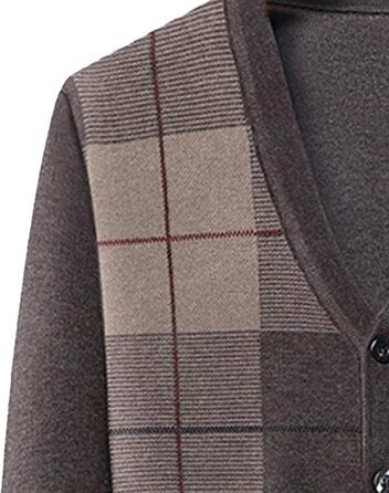 Кардиган чоловічий в стилі аргайл, з ґудзиками, в'язаний, з кишенями, кольору верблюжий (L)