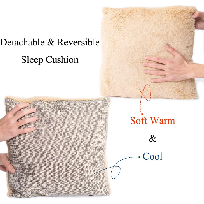 Кішка ліжко для котів, складана печеринка для котів, будиночок для котів з пральним подушками, ліжко для кошенят, кішка намет, м'яке та тепле кішка будинок для дому для кошенят та середніх M(15 x 15 x 15 дюймів) Бежевий