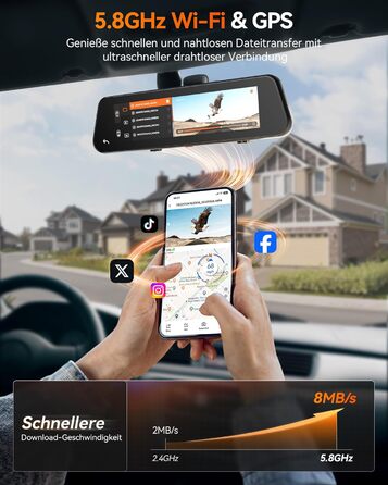Відеореєстратор-дзеркало WOLFBOX G900 PRO 4K (8MP STARVIS 2 IMX678), 12