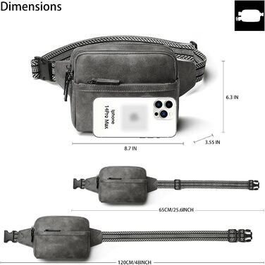 Women's Fanny Pack, Small Crossbody Bag for Women, PU Leather Theft-Proof Water-Resistant Belt Bag Women's Hip Bag for Outdoor Sports, Travel, Cycling (Gray 2)
