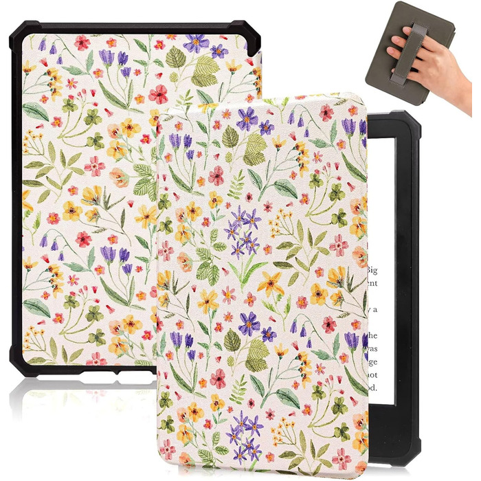 Чохол для Kindle 11 (2022-2024) Fancity: PU-шкіра, TPU, з петлею, авто-сон/пробудження, з квітами