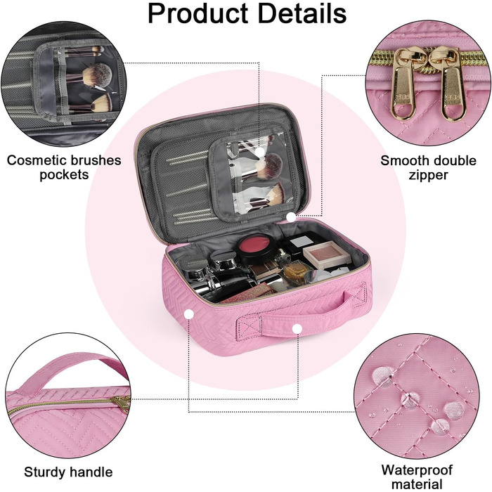 Косметичка для жінок IGOLUMON - велика водонепроникна косметичка для подорожей (2 шт, рожевий)