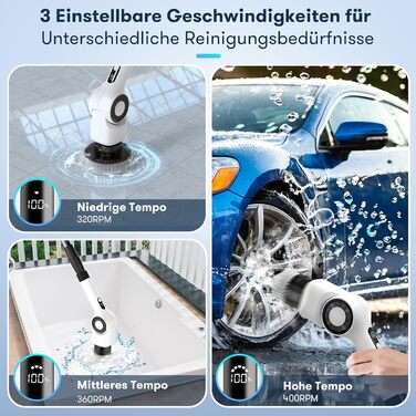 Електрична щітка для прибирання CB18 Uythumidid: 7 насадок, 3 швидкості, LED дисплей для ванної, кухні, авто, підлоги