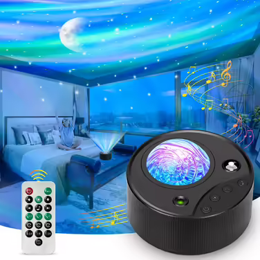 ibell LED Star Projector, Northern Lights Projector Night Light Aurora Polar Light Lamp with 14 Light Modes & White Noise Timer, Galaxy Star Projector Kids Adult Gift for Room Decor (Black)