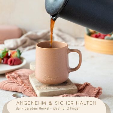 Stone Age Design Coffee Cups (6x350ml) - 100% Handmade Coffee Mugs - Set of 6 Unique Pastel Colors - Large 350ml Mug Suitable for Any Beverage